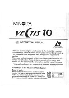 Minolta Vectis 10 manual. Camera Instructions.